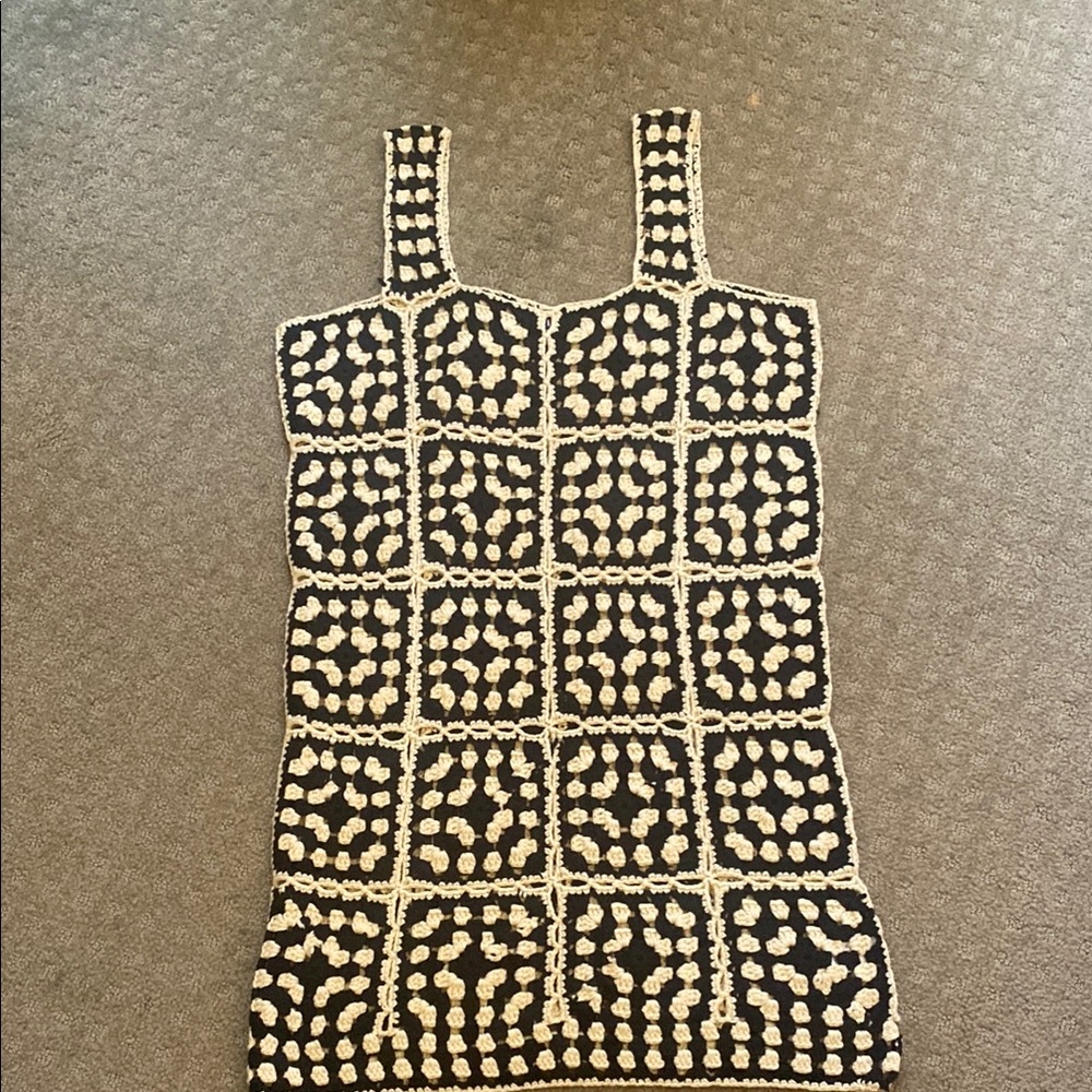 Vici Black and Cream Crochet Dress